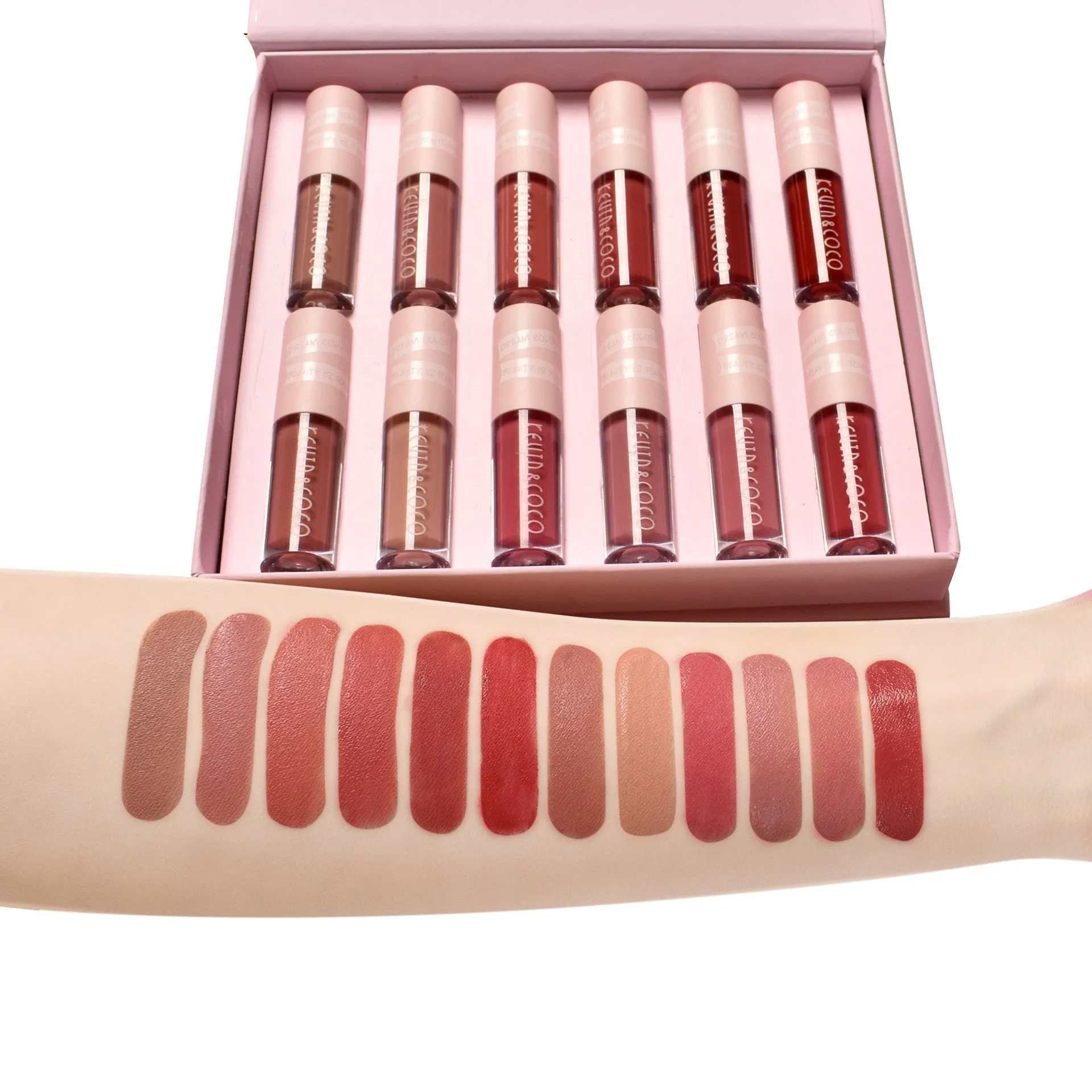 12 Colors Waterproof Non Lip Stick Gloss Cup Set