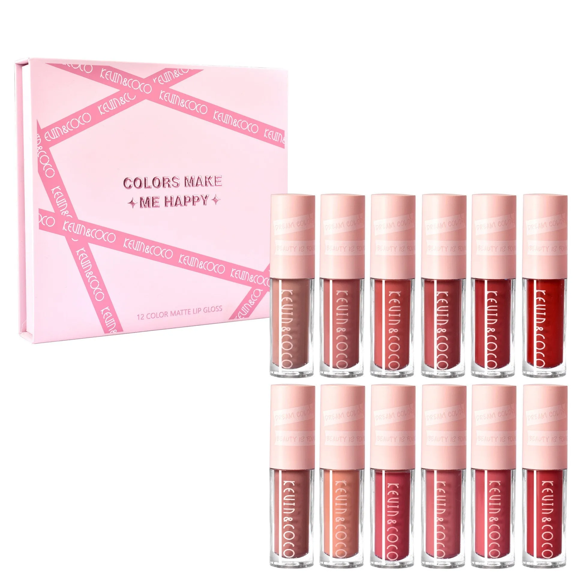 12 Colors Waterproof Non Lip Stick Gloss Cup Set