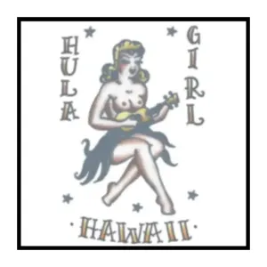 1950 Hawaii Girl Vintage Temporary Tattoos
