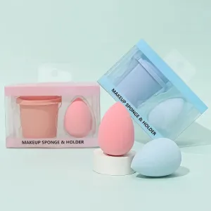 BATENG Non-latex Makeup Sponges With Coffe Cup Storage | Foundation Concealer Applicator Sponge Heart Shaped Durable Sponge Material Soft