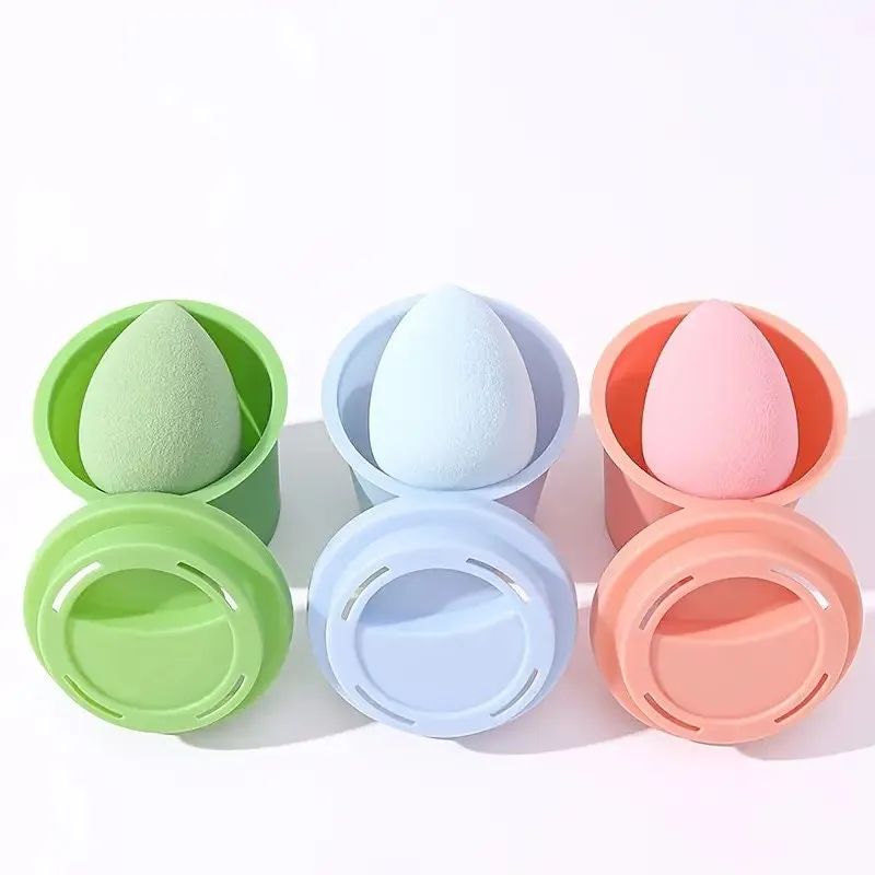 BATENG Non-latex Makeup Sponges With Coffe Cup Storage | Foundation Concealer Applicator Sponge Heart Shaped Durable Sponge Material Soft