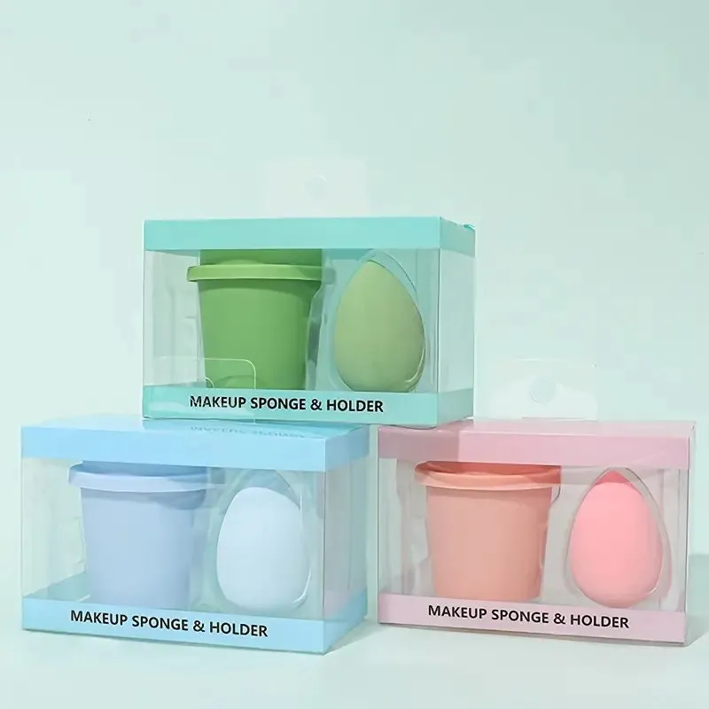 BATENG Non-latex Makeup Sponges With Coffe Cup Storage | Foundation Concealer Applicator Sponge Heart Shaped Durable Sponge Material Soft