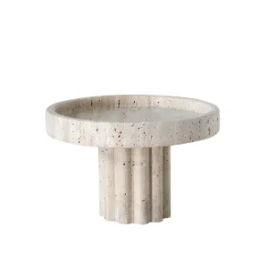 Black Blaze Column Tray - Round / Travertine