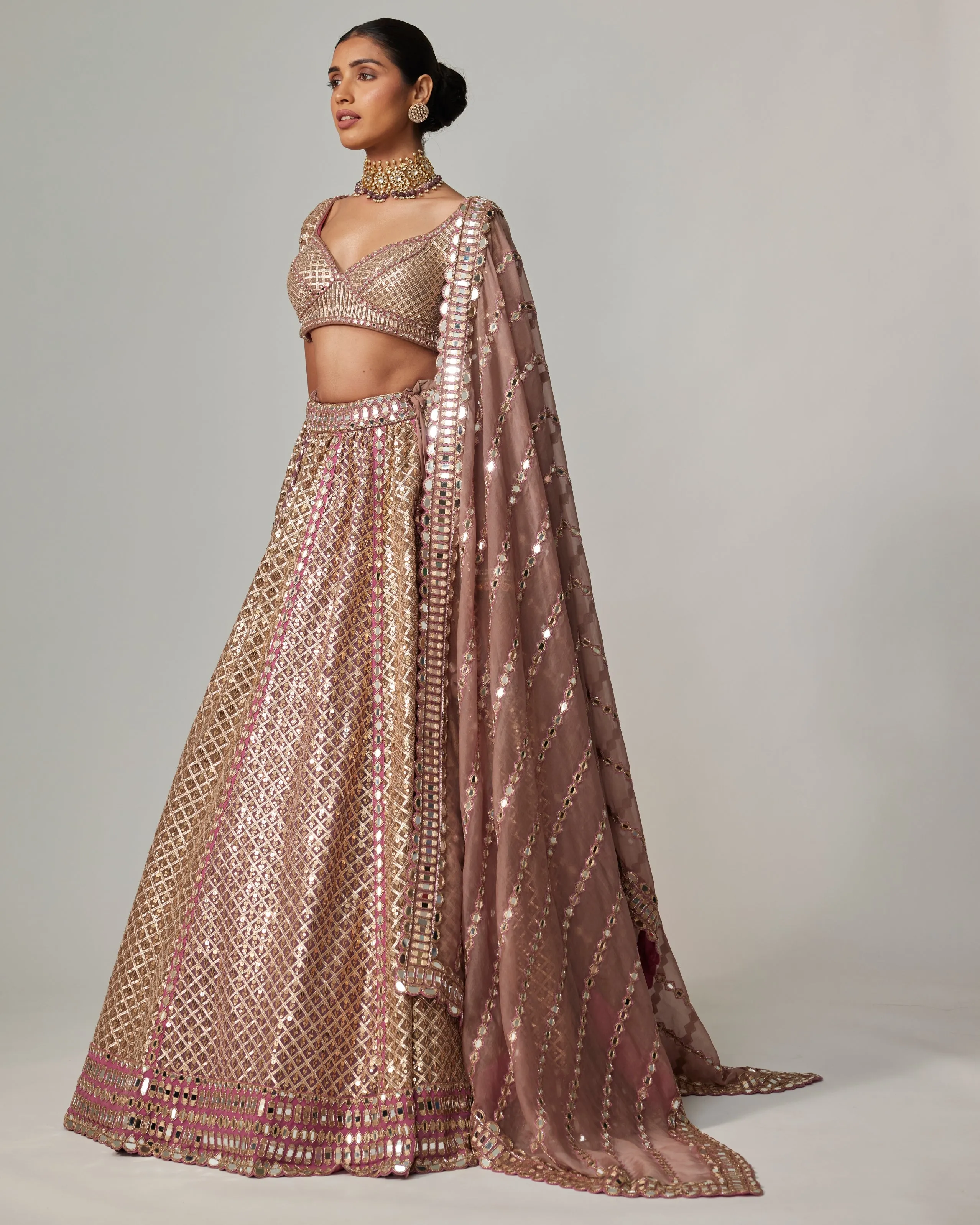 Blush Tone Gota Embroidered Lehenga Set