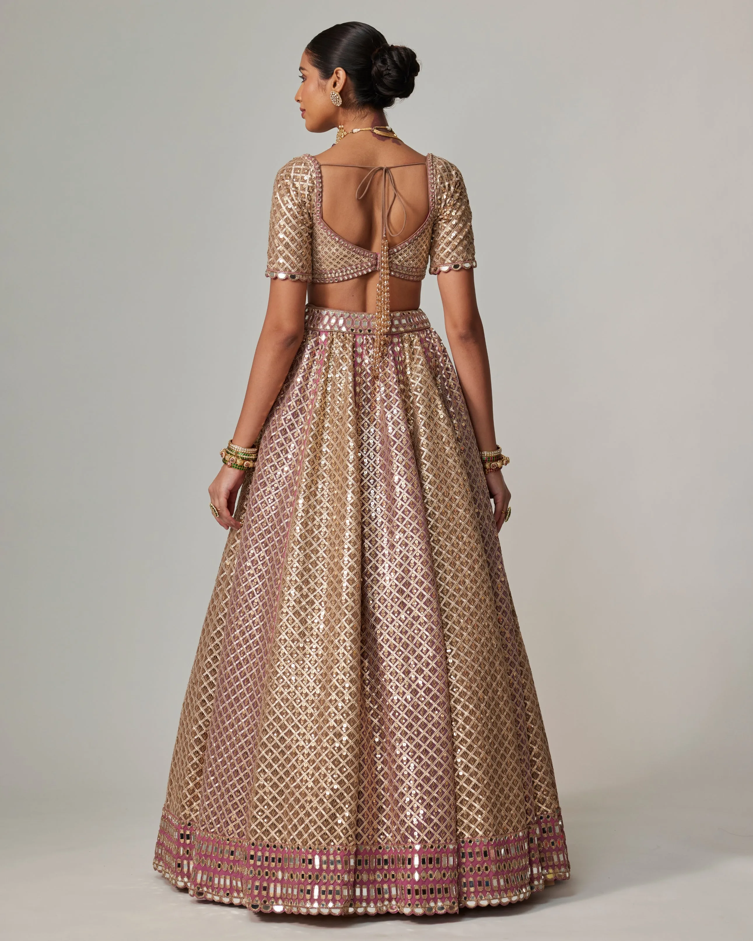 Blush Tone Gota Embroidered Lehenga Set