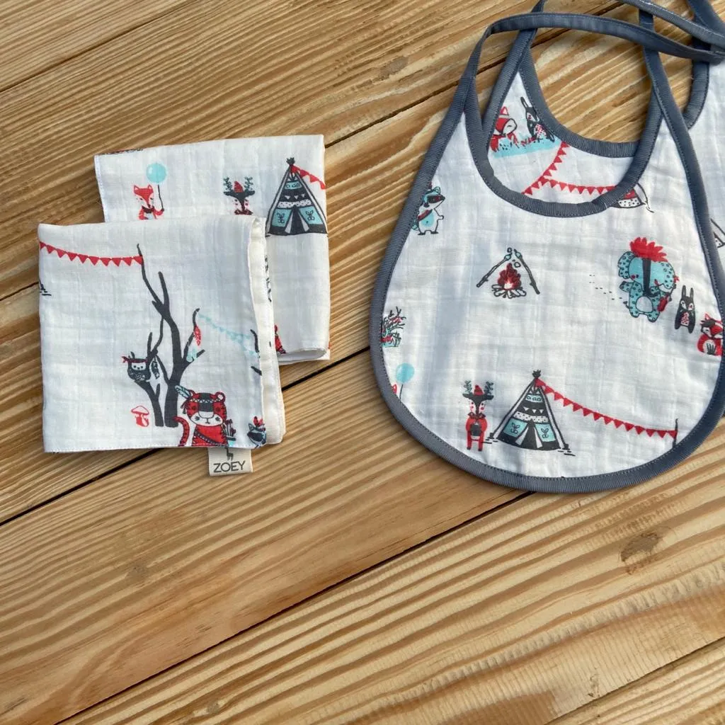 Bohemian Animals Bibs & Napkin Combo