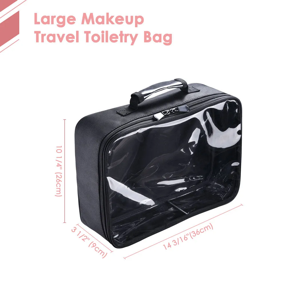Byootique Essential Cosmetic Makeup Bag Travel Toiletry Clear Bag 14x10x3" Large