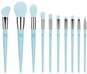 FENXIXI 10 PCS Blue Makeup Brushes Full Set of Large Powder Blush Eye Shadow Makeup Brushes Highlighter Makeup Tools with Pen Hold