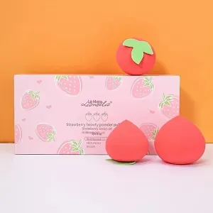 Fruit Puff Set Of 3 Pieces | Strawberry Puff Gift Set | Suitable For Foundation And Makeup Puffs | Creams | Powders | Concealers