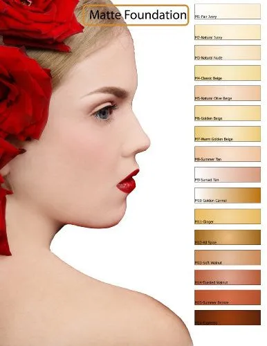 Glam Air Airbrush Water-based Large 0.50 Fl. Oz. Bottles of Foundation in 5 Assorted Medium Matte Shades (For Oily to Normal Skin)