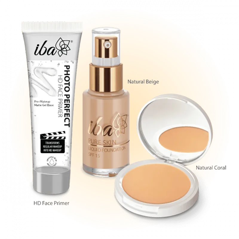 Iba Perfect Base Primer   Foundation   Compact Combo (Natural Beige)