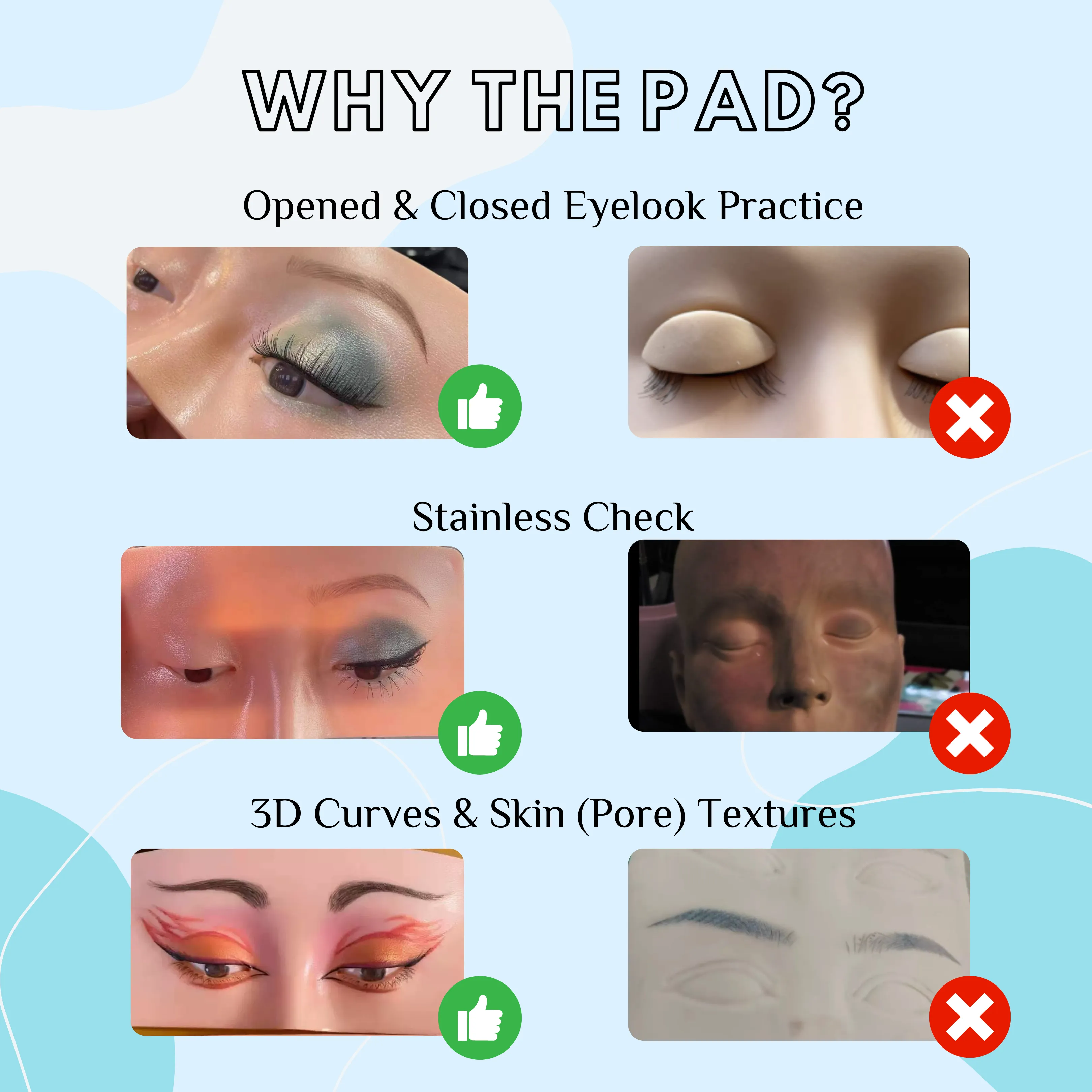 Imakeupnow - Makeup Practice Face Board #1 Pale 2 - Brown Eyes