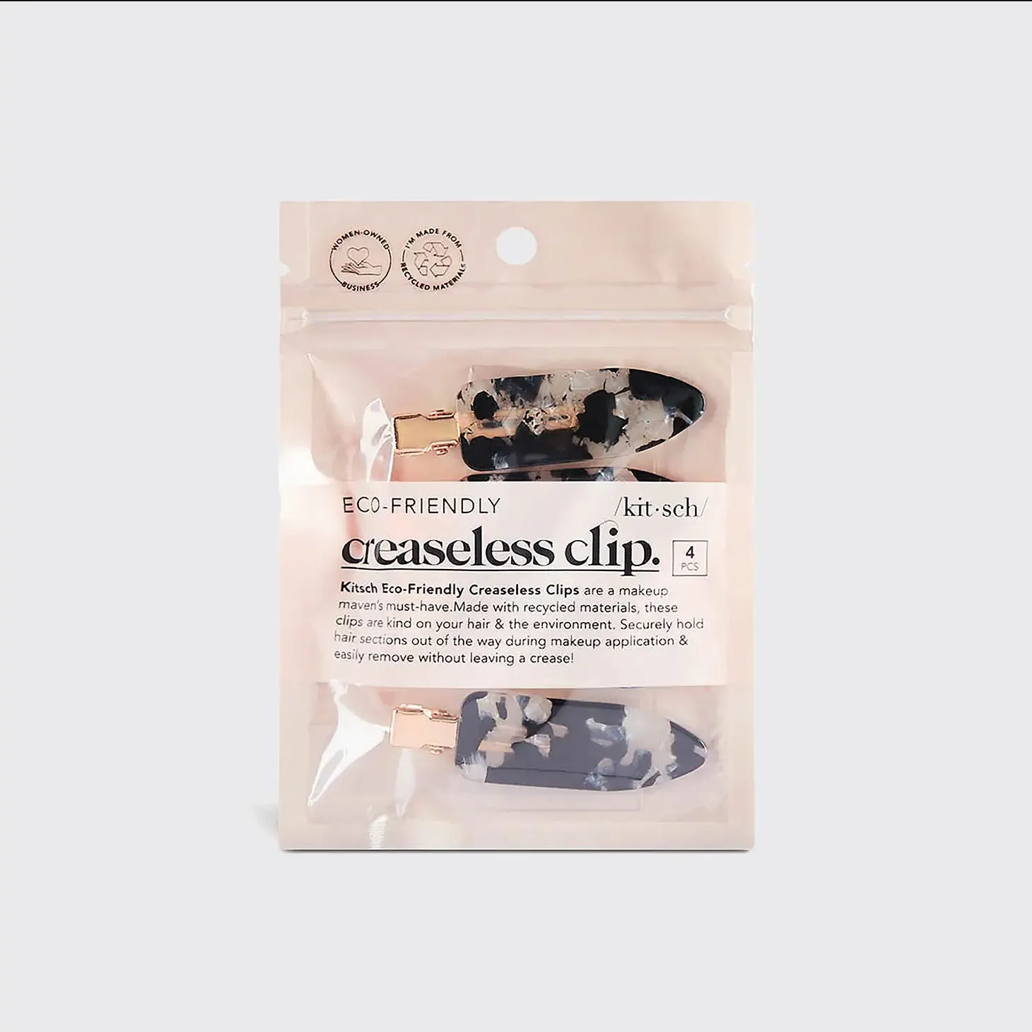 Kitsch: Creaseless Clips 4pc Set - Black Terrazzo