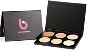 Makeup Highlighter Palette – Beauty Junkees Powder Highlighter Makeup Palette 6 Shades Glow Kit, Face Highlight Make Up Set for Beginners, Professional Quality, Paraben Gluten Cruelty Free Cosmetics