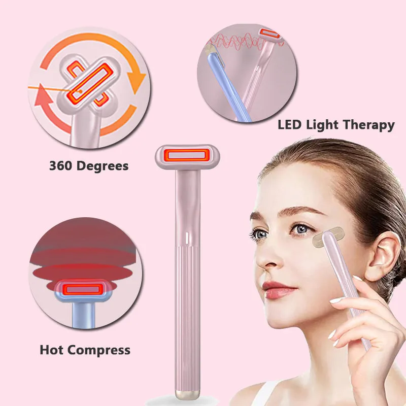 New 360° Rotary Face & Eye Massage Wand – Red LED & Therapeutic Warmth