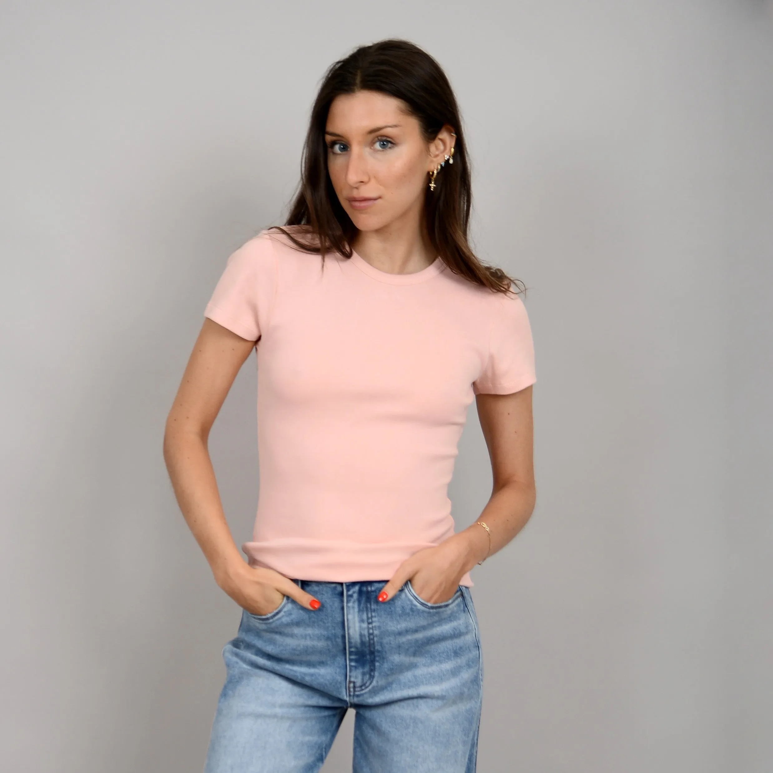 RD Style Cecie Ribbed Tee || Dusty Peach
