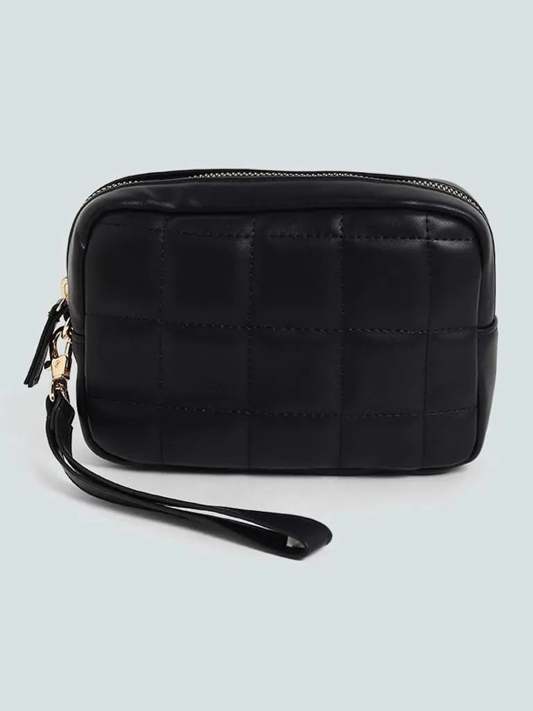 Studiowest Black Quilted Square Pouch - Medium