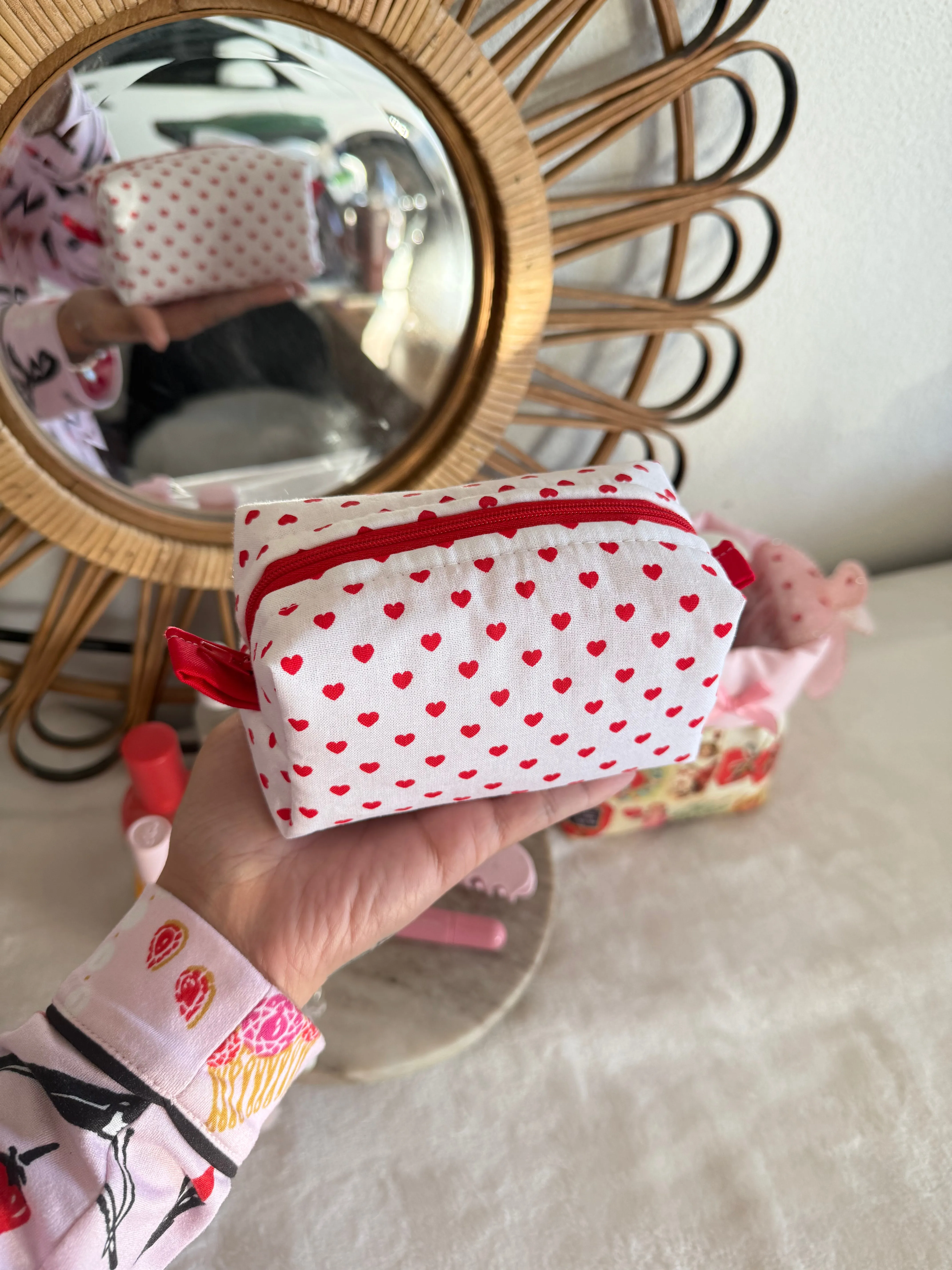 White Valentines Small Lippy Makeup Pouch
