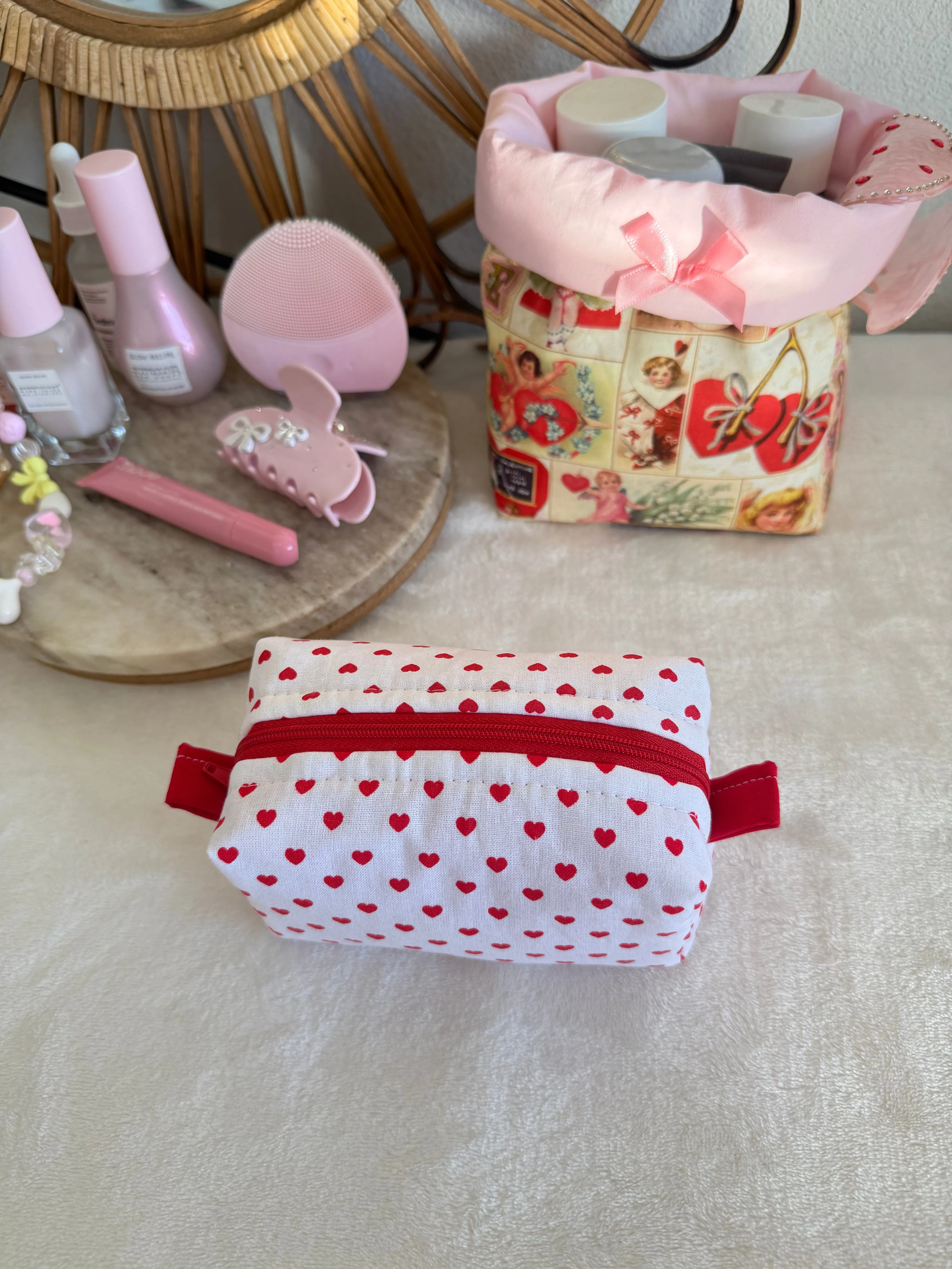White Valentines Small Lippy Makeup Pouch
