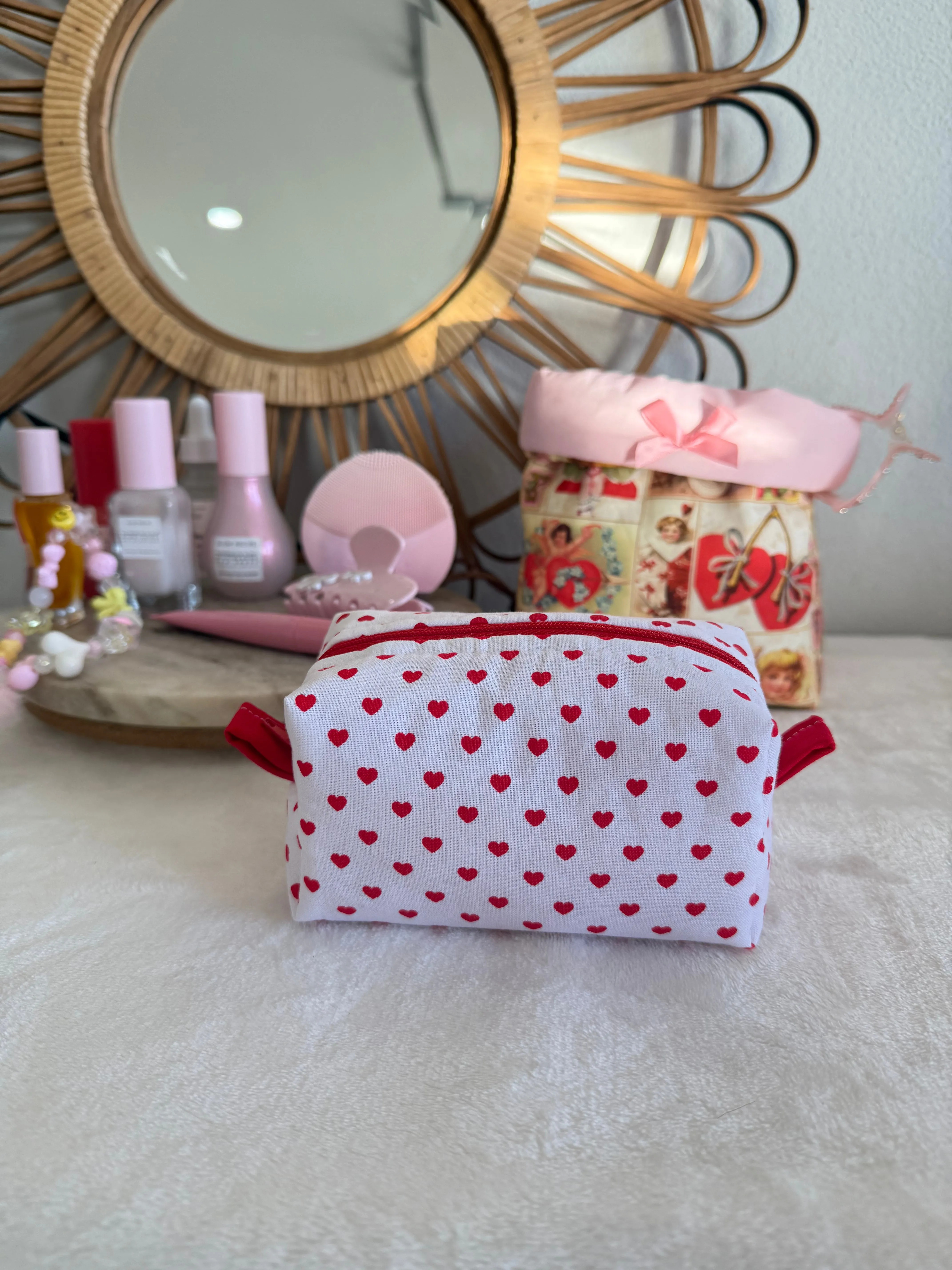 White Valentines Small Lippy Makeup Pouch