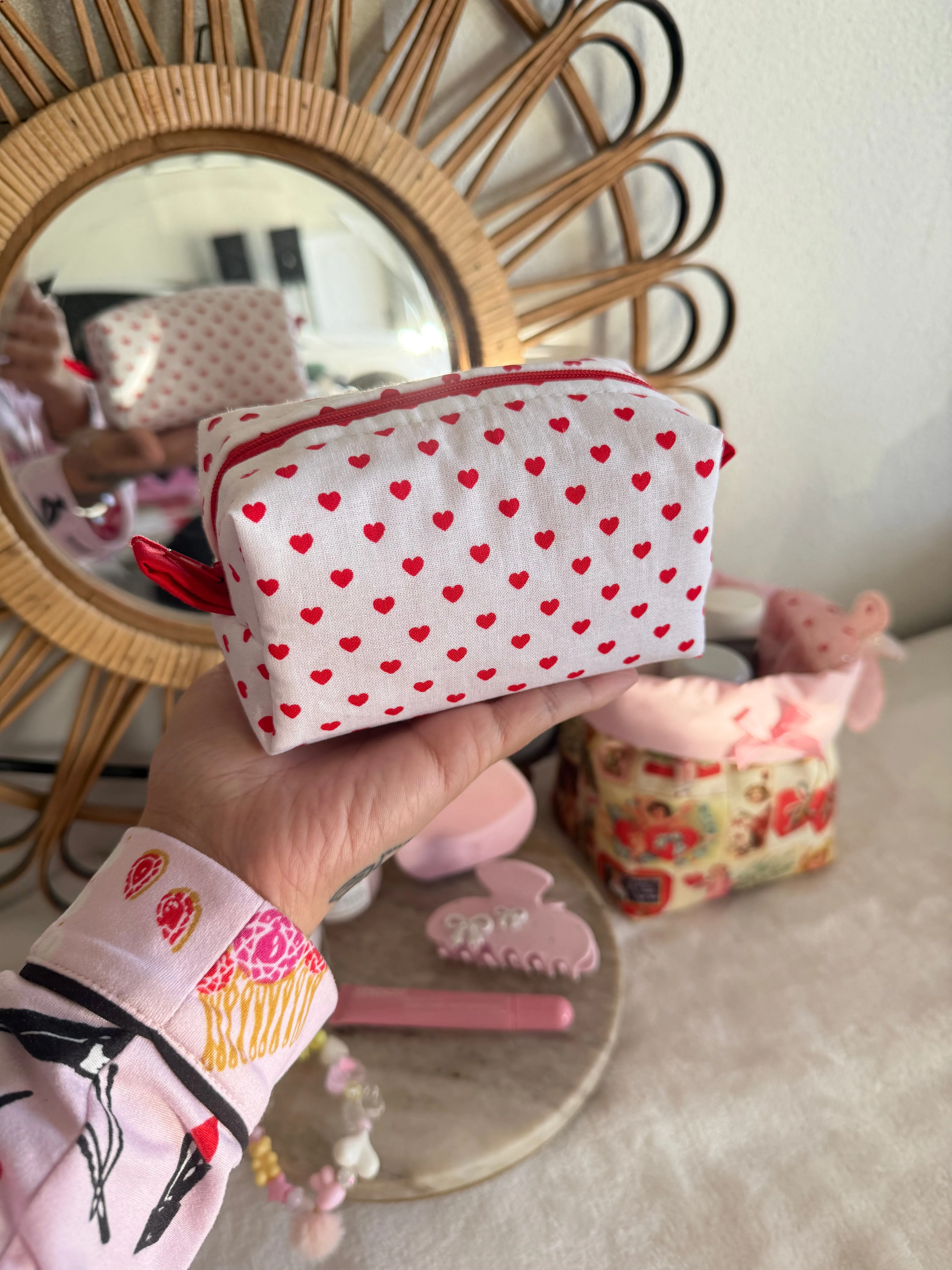 White Valentines Small Lippy Makeup Pouch